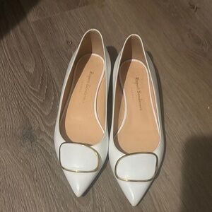 Rupert Sanderson White Flats with Gold Accent